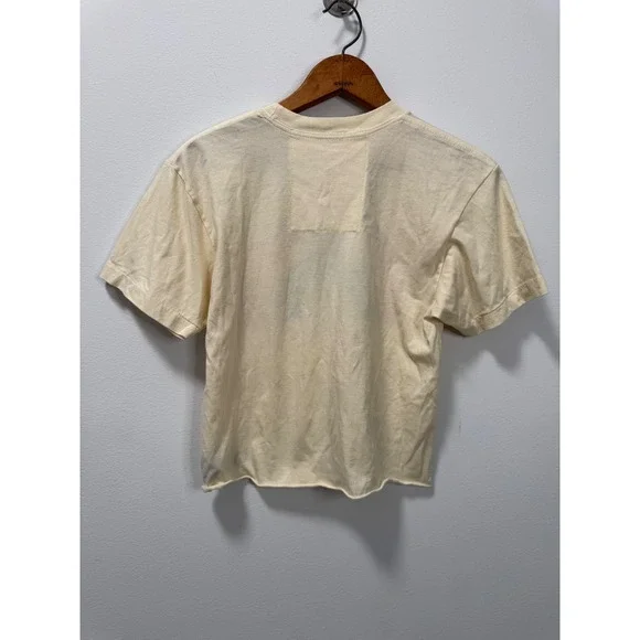 Aviator Nation Rainbow Graphic Cropped T-Shirt Cream Raw Hem Small - Picture 3 of 5